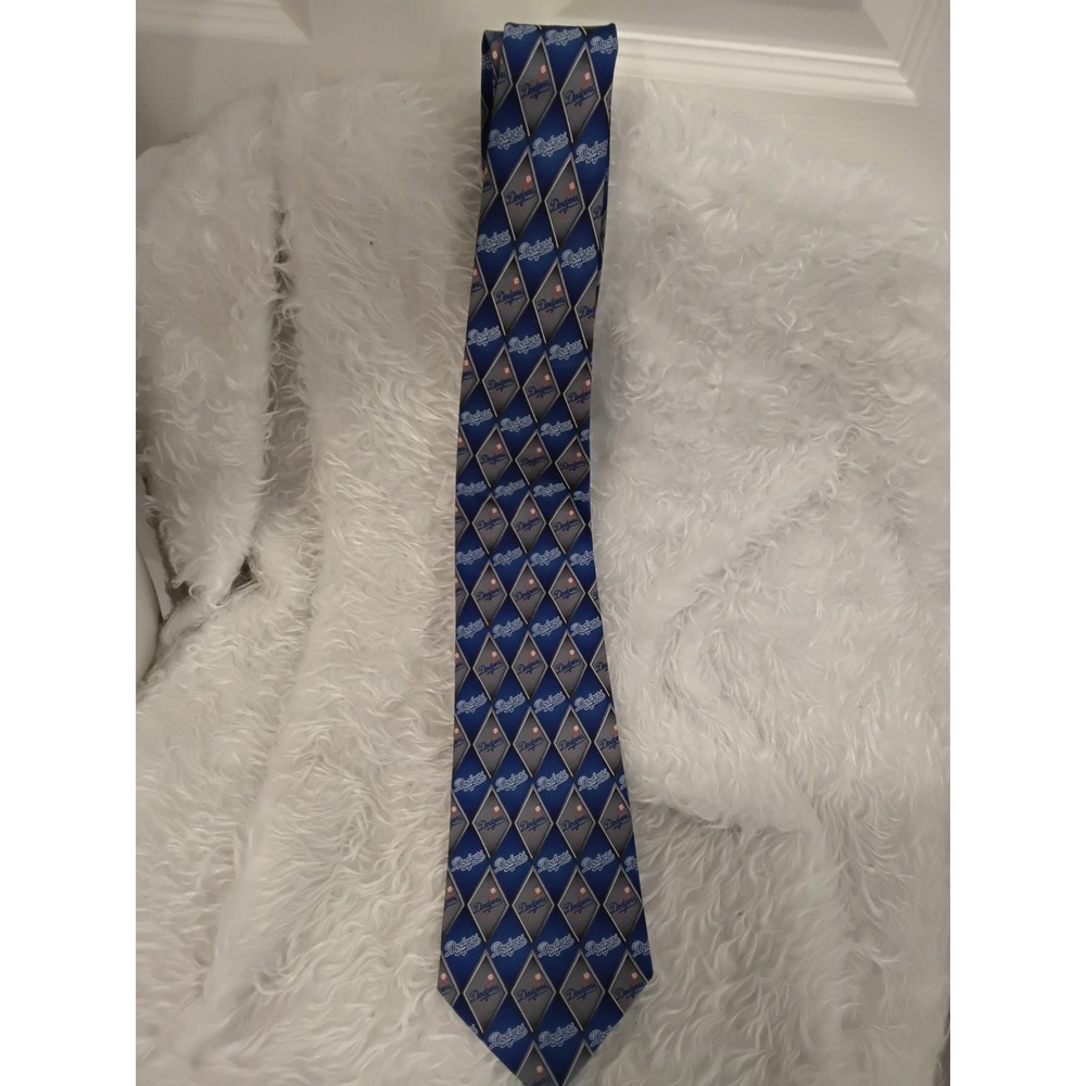 Vintage MLB Los Angeles Dodgers Silk Tie – Eagle Neckwear – Blue Gray Logo Print